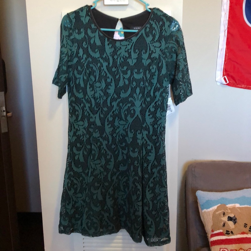 Green fit and flare dress